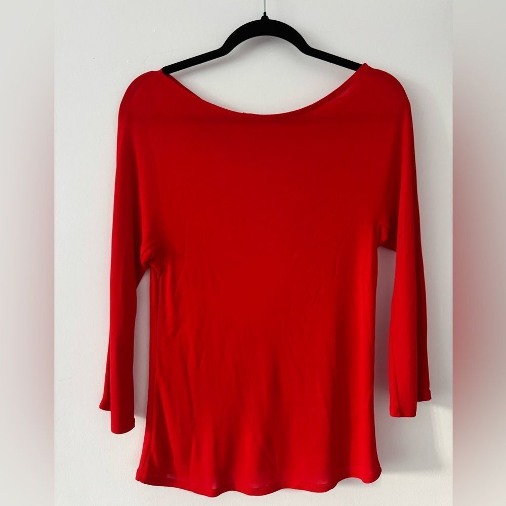 Valentino Vibrant Red Long Sleeve Boatneck Top